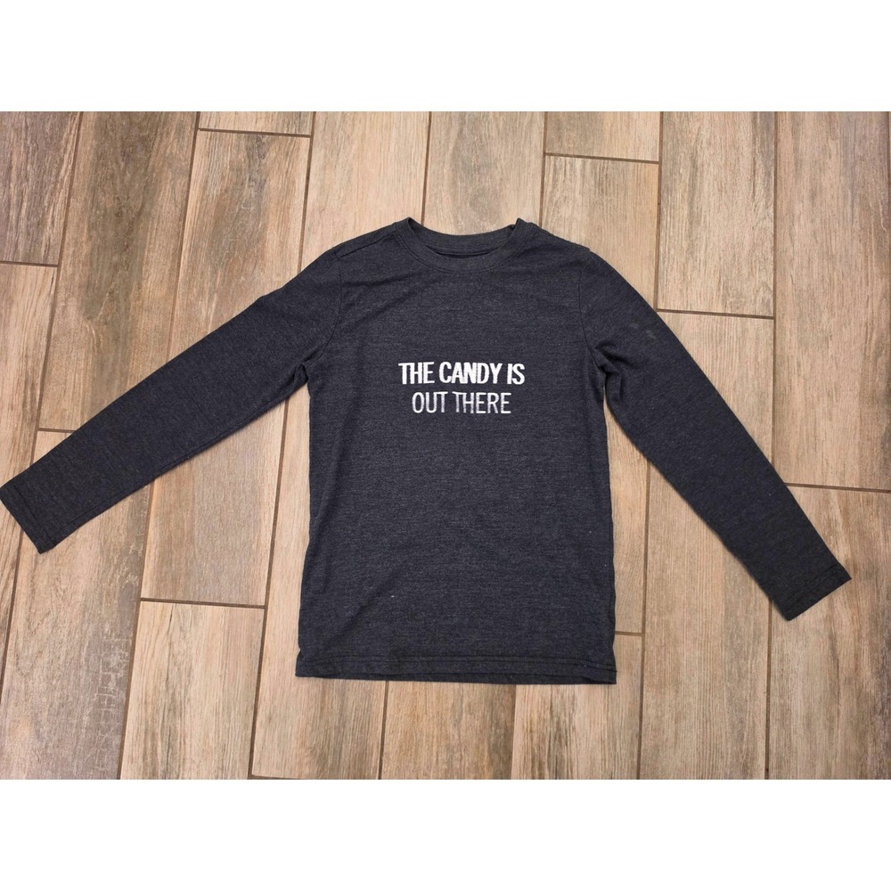 Cat & Jack Boys The Candy Is Out There Graphic Long Sleeve Tee Gray M 8/10
